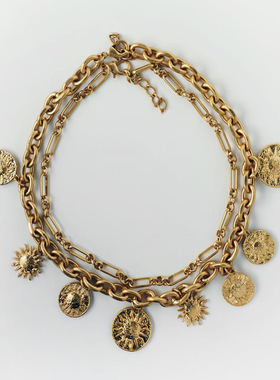 太阳花叠戴项链女夸张锁骨链