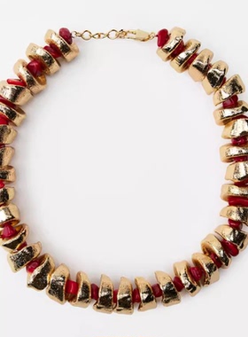 不规则金属拼接碎石项链