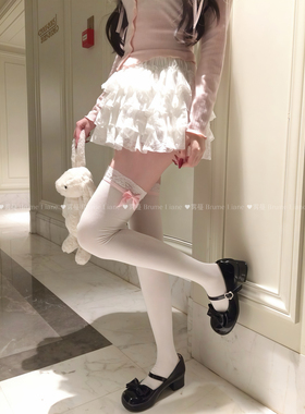 雾蔓 Brume /纯白之恋 甜美蕾丝边蝴蝶结过膝长筒黑白洛丽塔丝袜