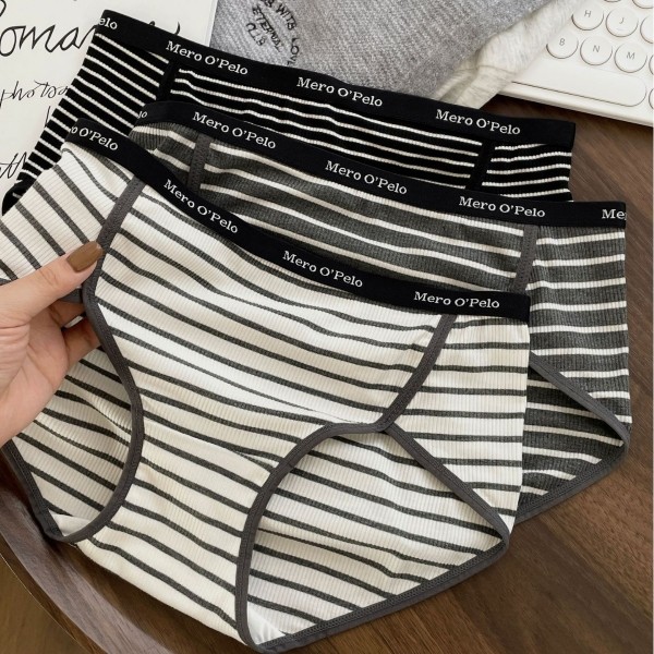 纯棉舒适日本性感条纹中腰内裤