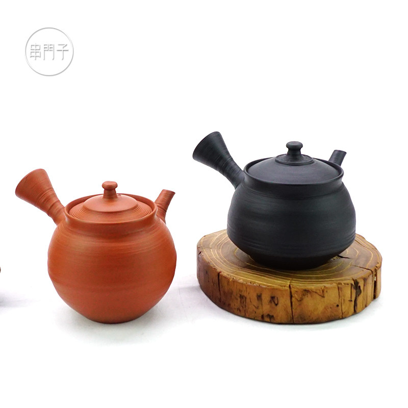 常滑烧 村越风月作 朱泥侧把急须茶壶单壶日式家用茶具泡茶壶