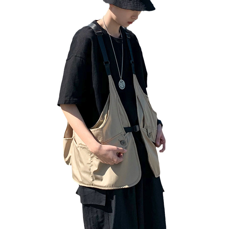户外机能马甲吊带款露营登山便携式背心外套大口袋外搭工装背带