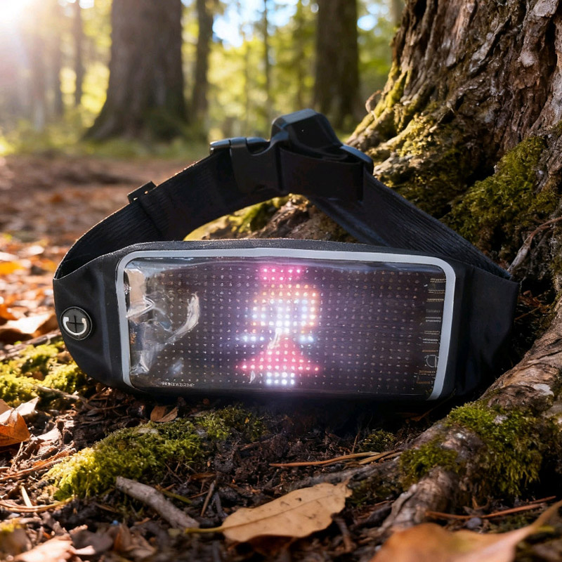 LED像素运动腰包可充电跑步尾灯包男女跑步手机袋防水户外腰包