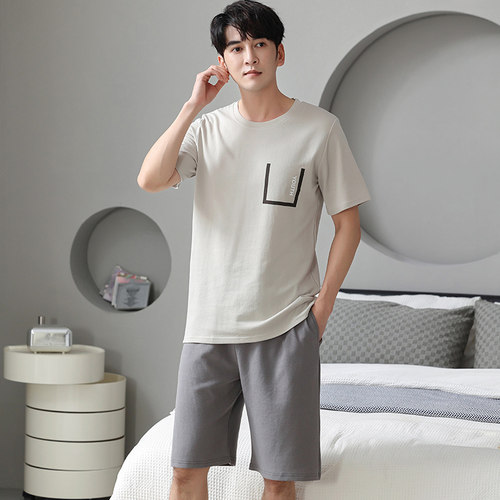 三睦睡衣男款夏季莫代尔短袖短裤