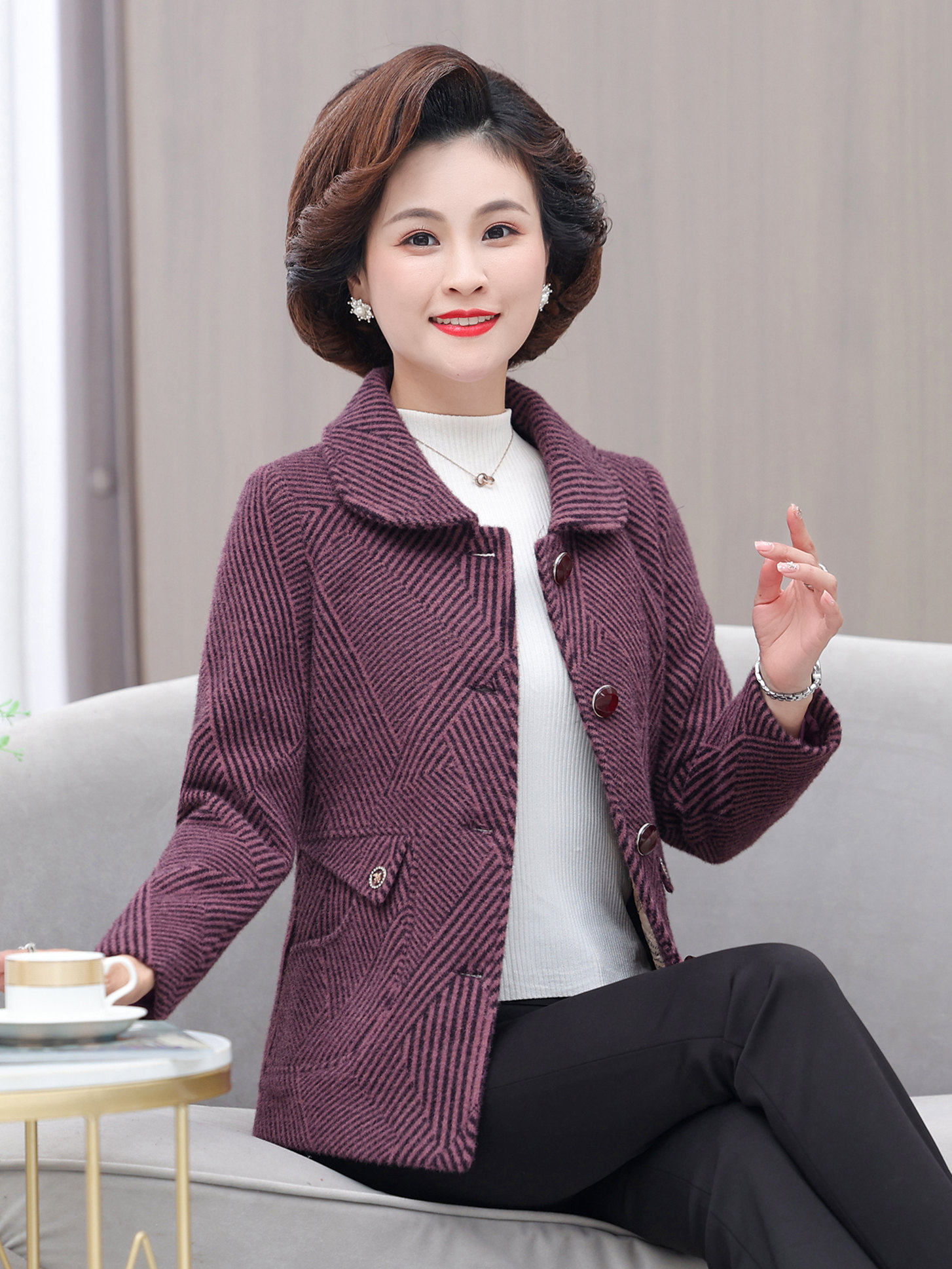 小个子妈妈短款加棉毛呢外套2025年冬季中老年女装奶奶修身厚上衣,女装/女士精品,中老年女装,淘宝优惠券,粉丝福利购,淘宝优惠卷