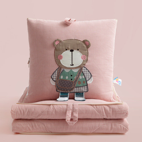 全棉卡通可爱抱枕被子两用午休靠枕办公室午睡空调毯子二合一车载