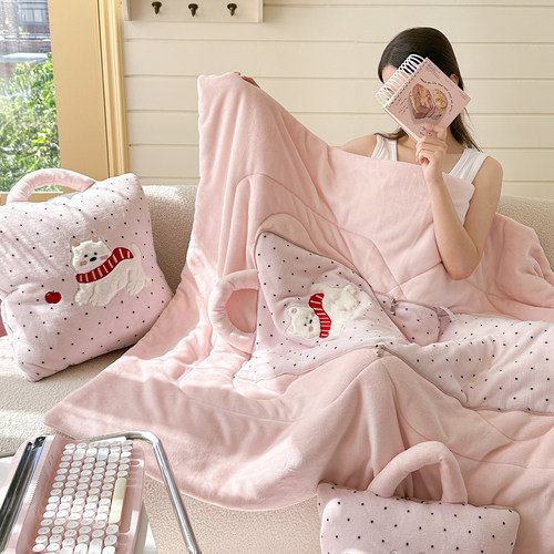 可爱双面绒 牛奶绒加厚抱枕被子两用午睡枕头二合一车用沙发靠枕