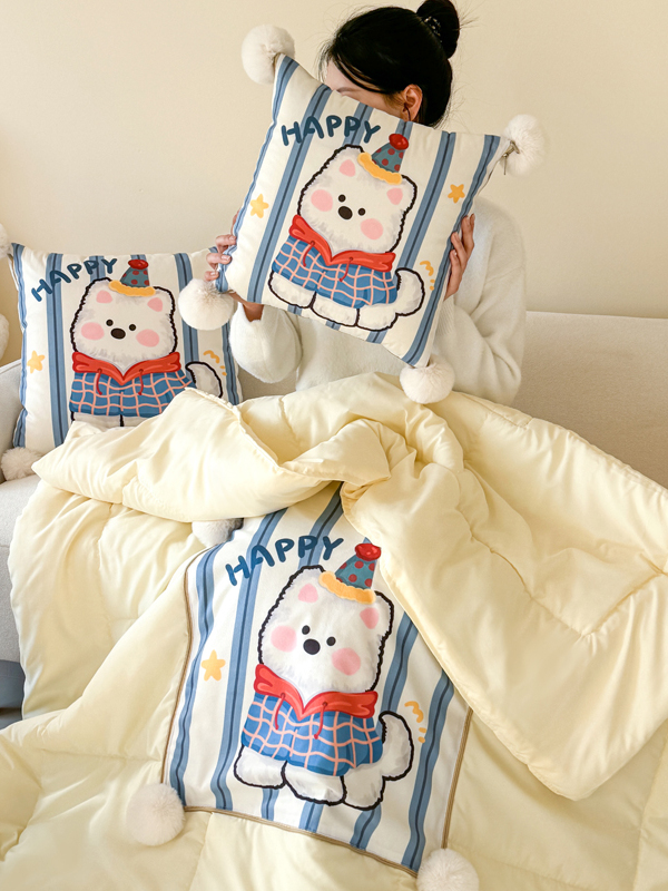 卡通狗抱枕被子两用2025新款办公室车载午睡空调毯子二合一枕头被