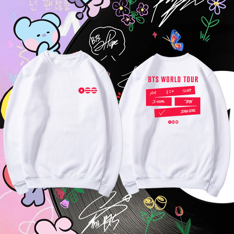 BTS WORLD TOUR防弹少年团演唱会周边印花圆领卫衣男女粉丝应援潮