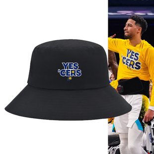 步行者2025季后赛哈里伯顿出场篮球运动印花渔夫帽遮阳纯棉盆帽子