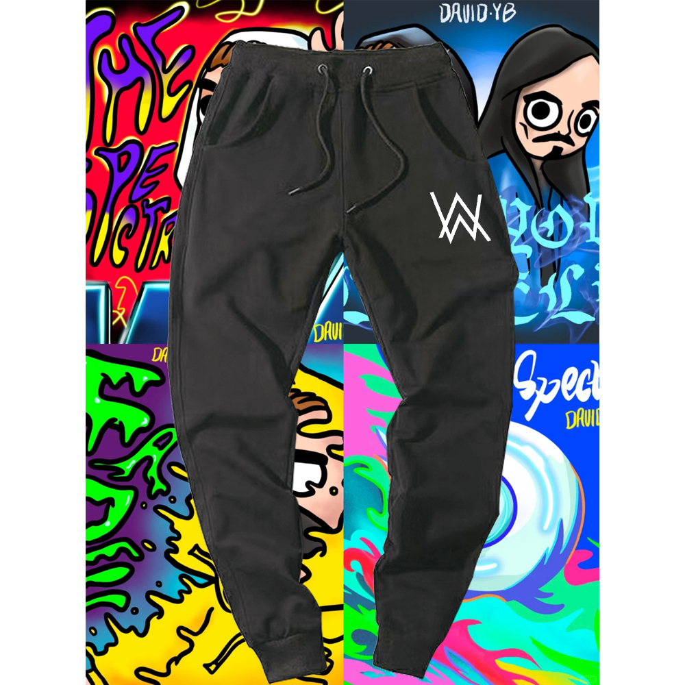 艾伦沃克alanwalker同款印花休闲长裤男女宽松束脚抽绳运动卫裤子