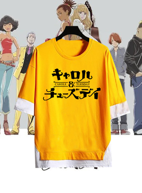 卡罗尔和与星期二CAROLE&TUESDAY动漫周边印花纯棉宽松五分袖T恤