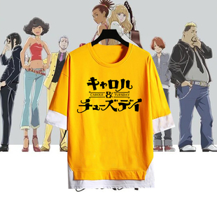 卡罗尔和与星期二CAROLE&TUESDAY动漫周边印花纯棉宽松五分袖 T恤