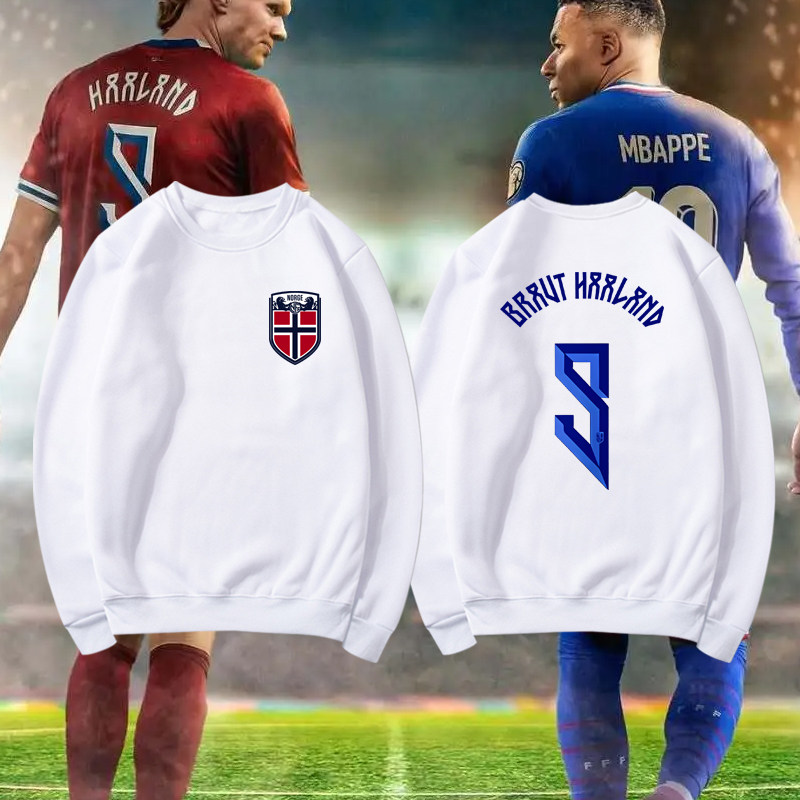 2026世界杯挪威队服哈兰德厄德高足球迷印花圆领卫衣男女宽松上衣