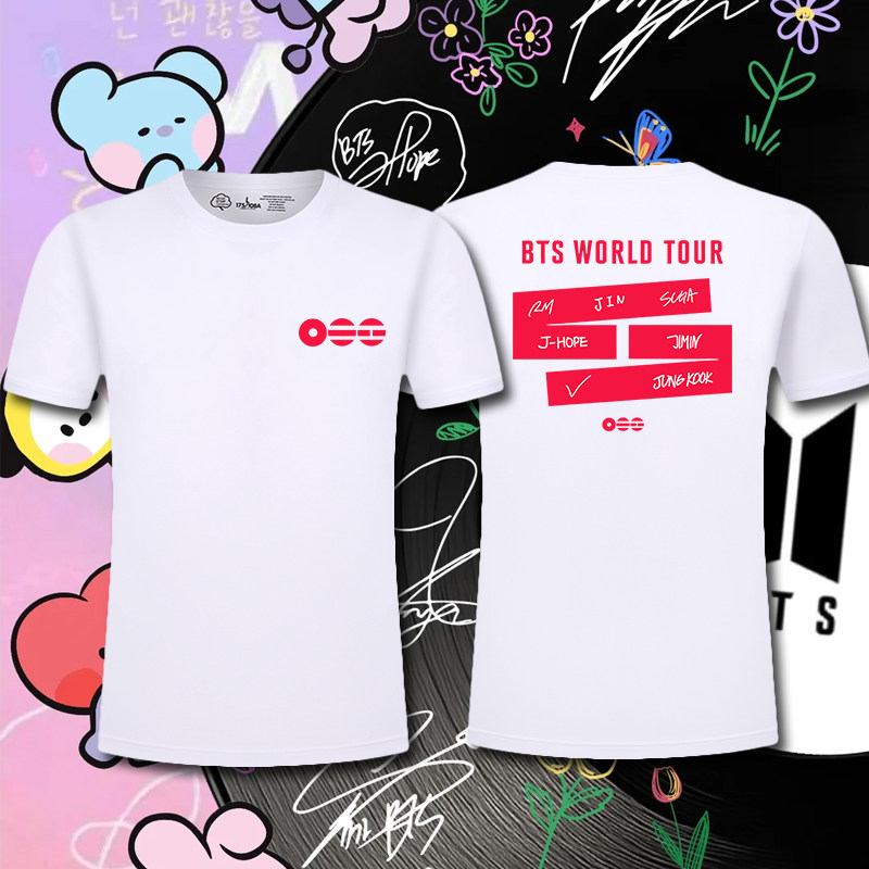 BTS WORLD TOUR防弹少年团演唱会周边印花短袖男女粉丝应援纯棉T