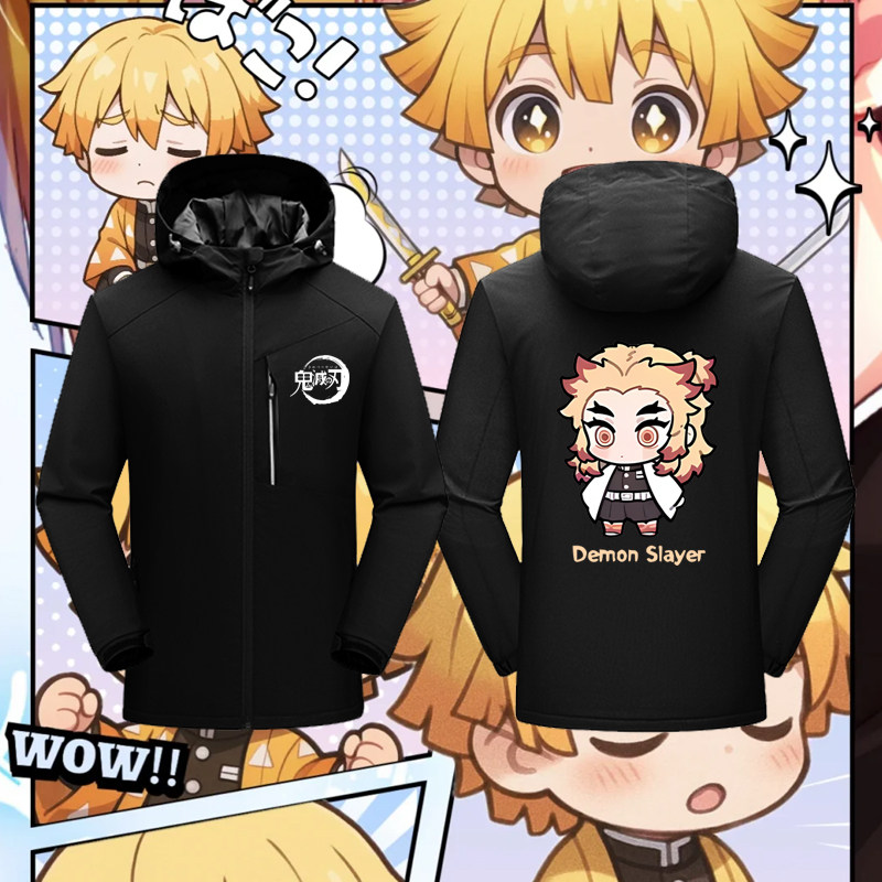 鬼灭之刃炭治郎无一郎祢豆子蝴蝶忍印花连帽冲锋衣男女保暖外套潮