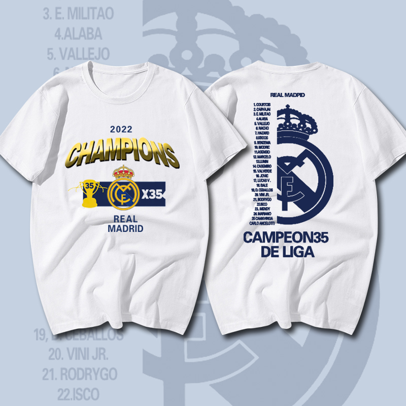 2022皇马夺冠西甲35短袖衣服