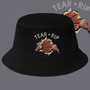 美式复古渔夫帽男女2023年新款夏季篮球印花时尚潮流遮阳盆帽定制