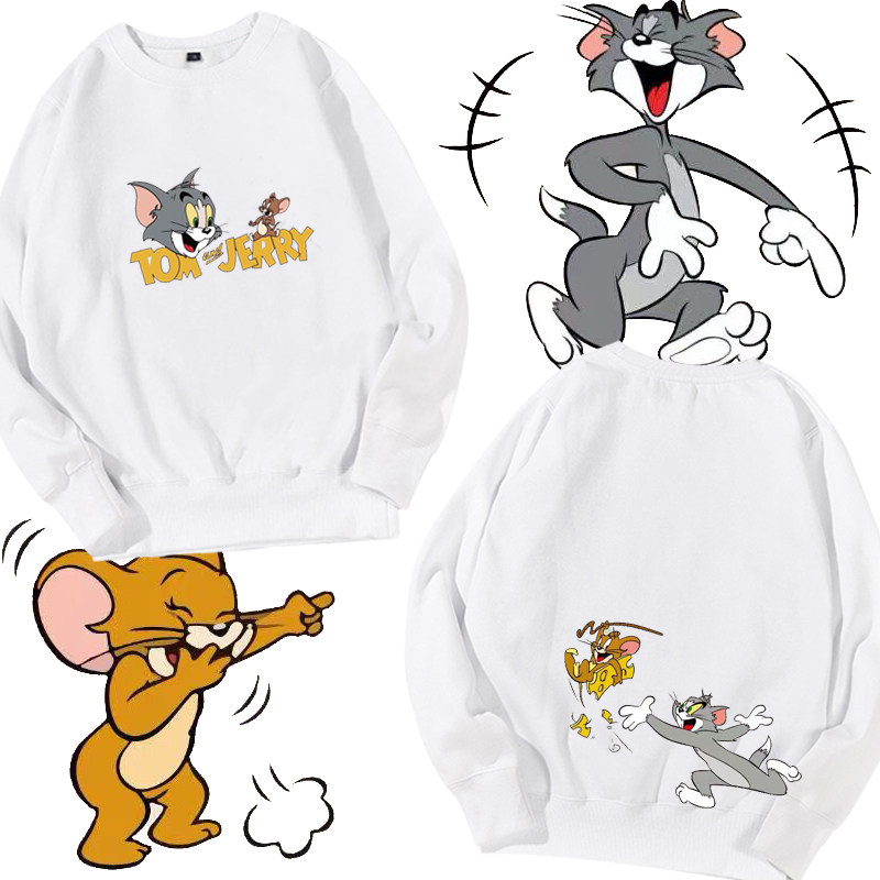 春秋季新款情侣猫和老鼠卡通动漫定制衣服宽松打底薄款圆领卫衣