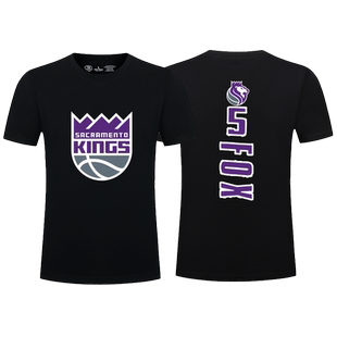 国王队达龙福克斯5号T恤篮球印花运动训练希尔德短袖男宽松夏棉潮