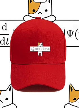 Schrödinger方程式薛定谔猫印花棒球帽男女情侣纯棉遮阳鸭舌帽子