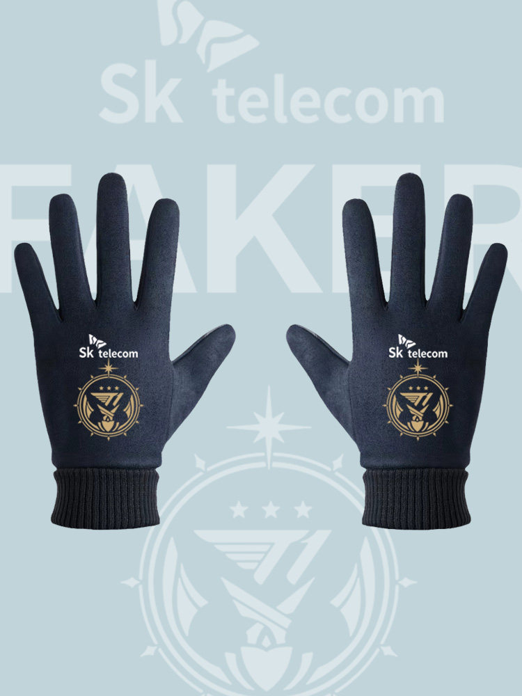 skt t1战队faker同款s13全球总决赛lck大魔王应援印花保暖手套冬
