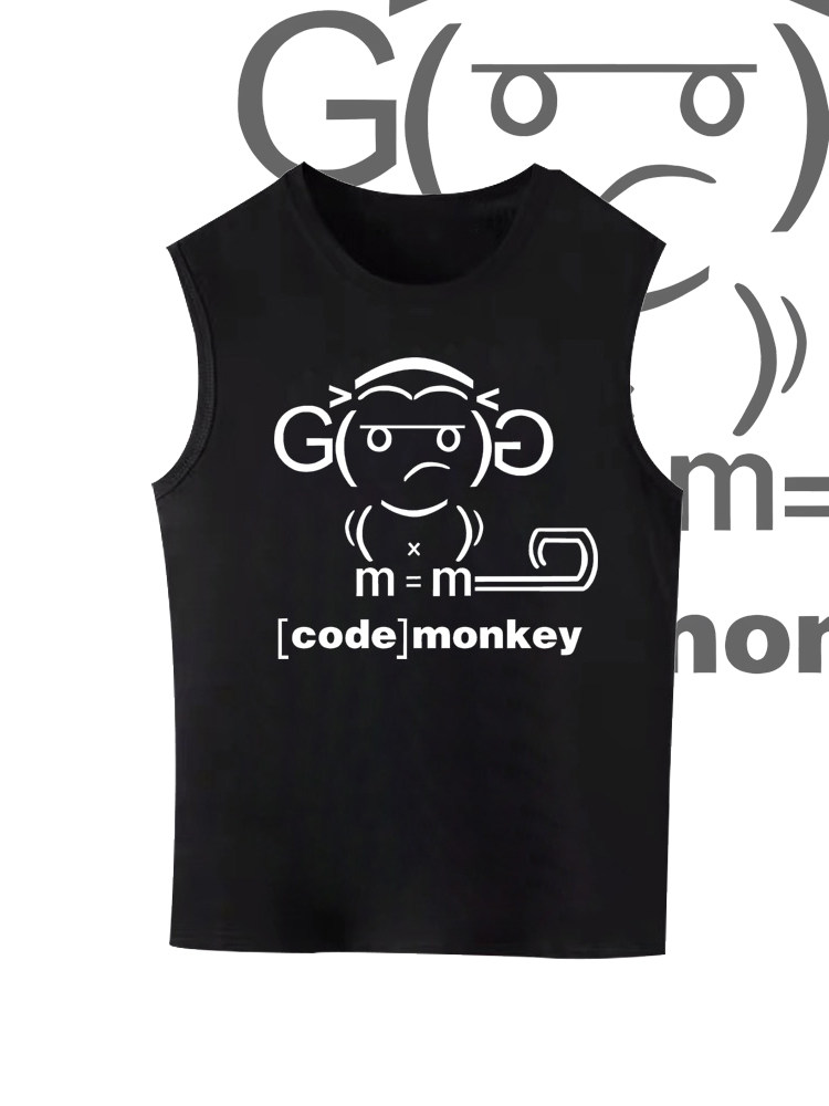 极客Github谷歌程序员IT码农印花背心纯棉宽松代码男女无袖上衣服