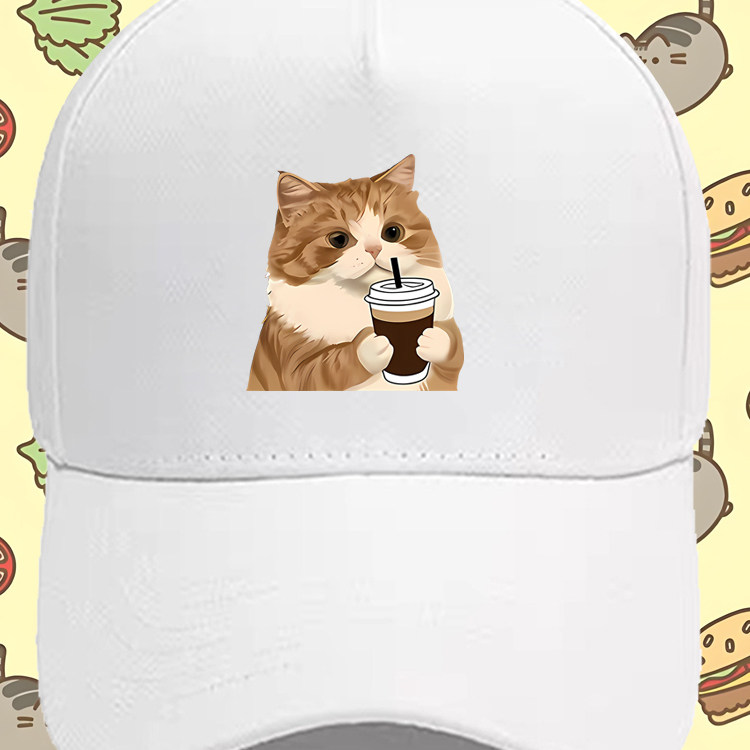 猫咪图案可爱猫猫创意简约卡通印花棒球帽男女纯棉遮阳运动鸭舌帽