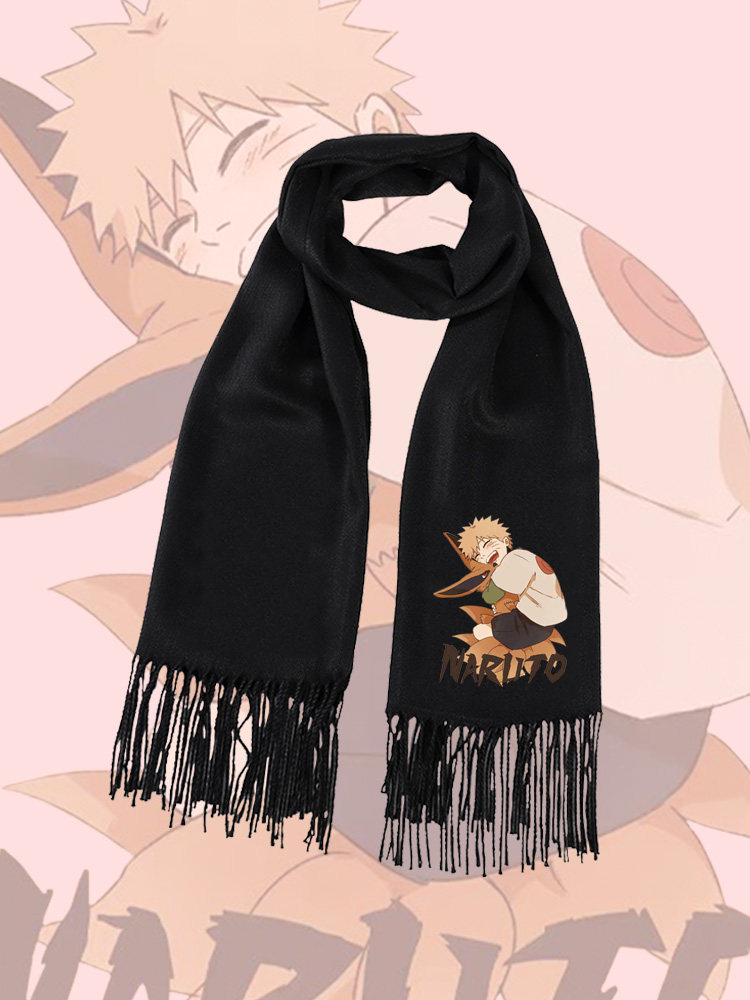 日系卡通漩涡鸣人火影印花男女情侣学生新款潮牌围巾保暖防寒围脖