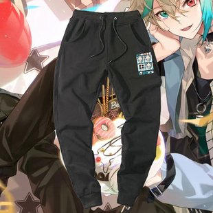 Vtuber阿萨aza 咋子哥同人周边彩虹社印花休闲长裤男女宽松运动裤