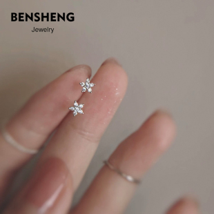 小众耳饰 BENSHENG五角星迷你小花s925纯银耳钉女shining简约法式