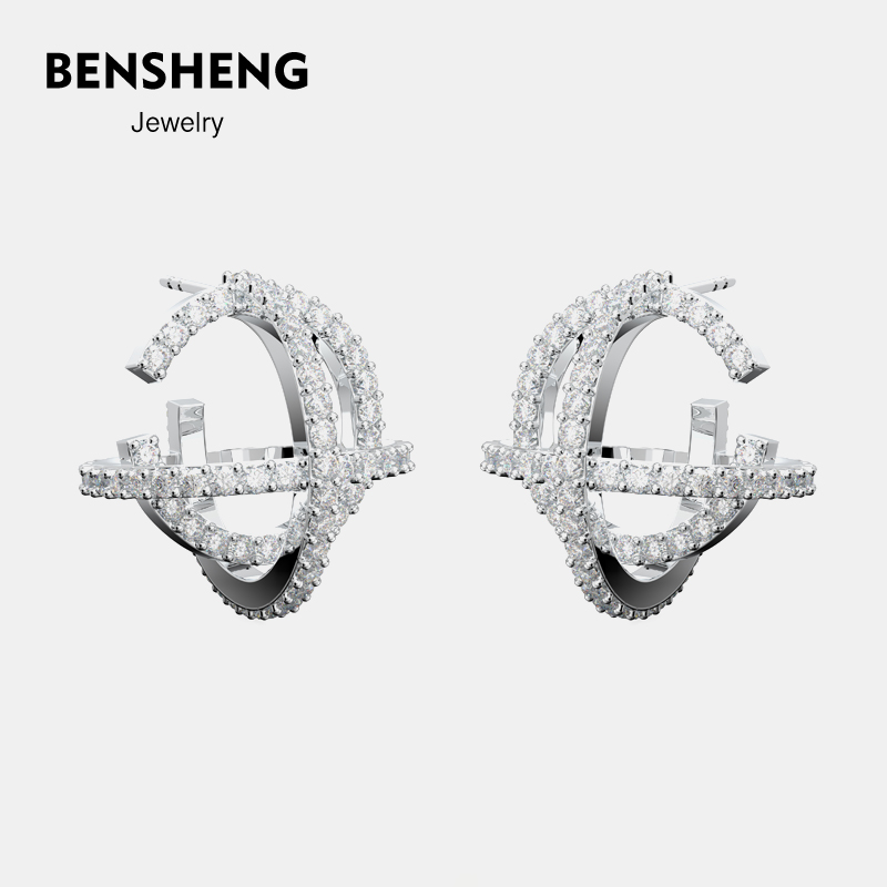 BENSHENG星辰星轨耳钉法式小众