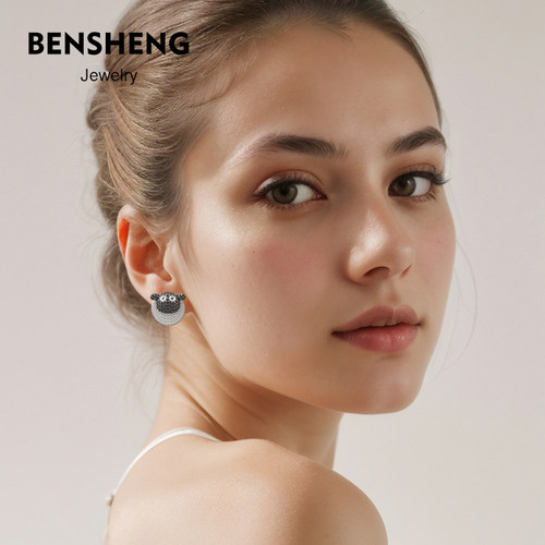 BENSHENG小羊耳钉女原创小众设计