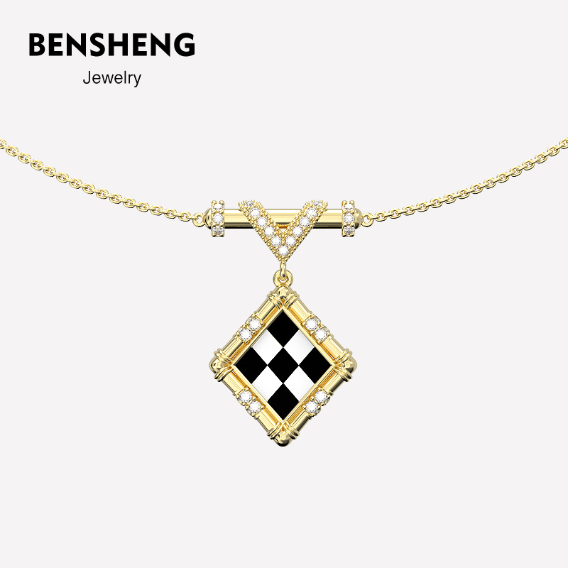BENSHENG本笙象棋盘镀金项链