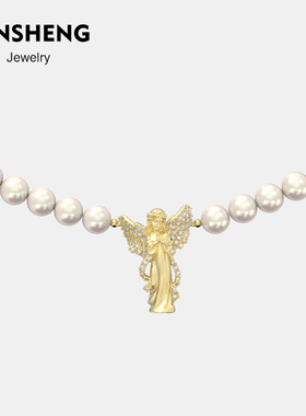 BENSHENG本笙小天使项链女锁骨链施家珍珠shining法式轻奢小众