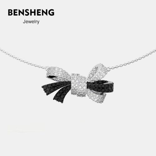 BENSHENG丝带蝴蝶结项链女锁骨链