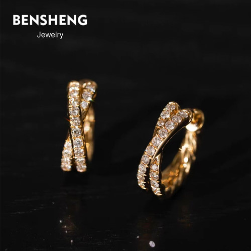 BENSHENG法式925纯银交叠耳扣