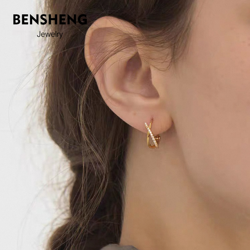 BENSHENG芭蕾通体925纯银耳钉女