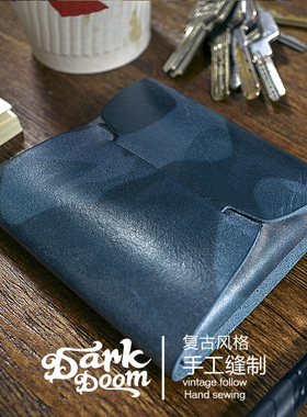 手工复古简约迷彩零钱包卡包美式Loyal Stricklin风格植鞣牛皮