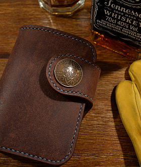 美式复古 阿美咔叽 手工短钱包卡包哑光头层真皮时尚雅痞简约风格