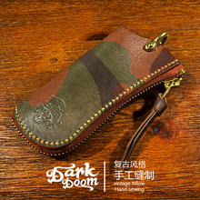 阿美咔叽vintage美式复古手工迷彩植鞣皮Horween汽车拉链钥匙包