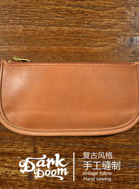 清仓vintage美式复古阿美咔叽手工牛皮talon拉链rrl风格长钱包卡