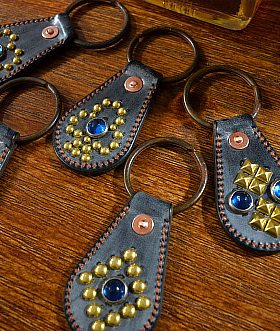 经典vintage阿美咔叽美式复古HTC风格植鞣革牛皮手工机车钥匙扣环