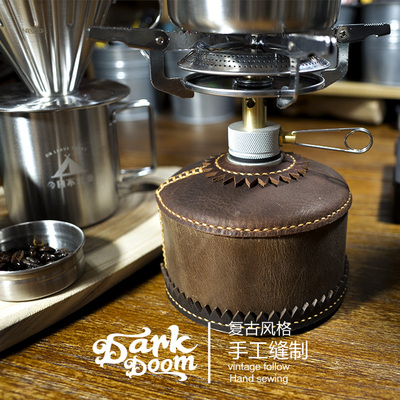 RRL风格复古露营野炊230g高山气罐防撞防摔手工牛皮套装饰罩