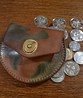 vintage阿美咔叽美式RRL风格翻盖手工迷彩植鞣革牛皮硬币耳机包袋