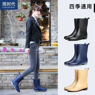 雨鞋女防水雨靴中筒水鞋防滑大底户外钓鱼涉水鞋女款高筒雨靴潮