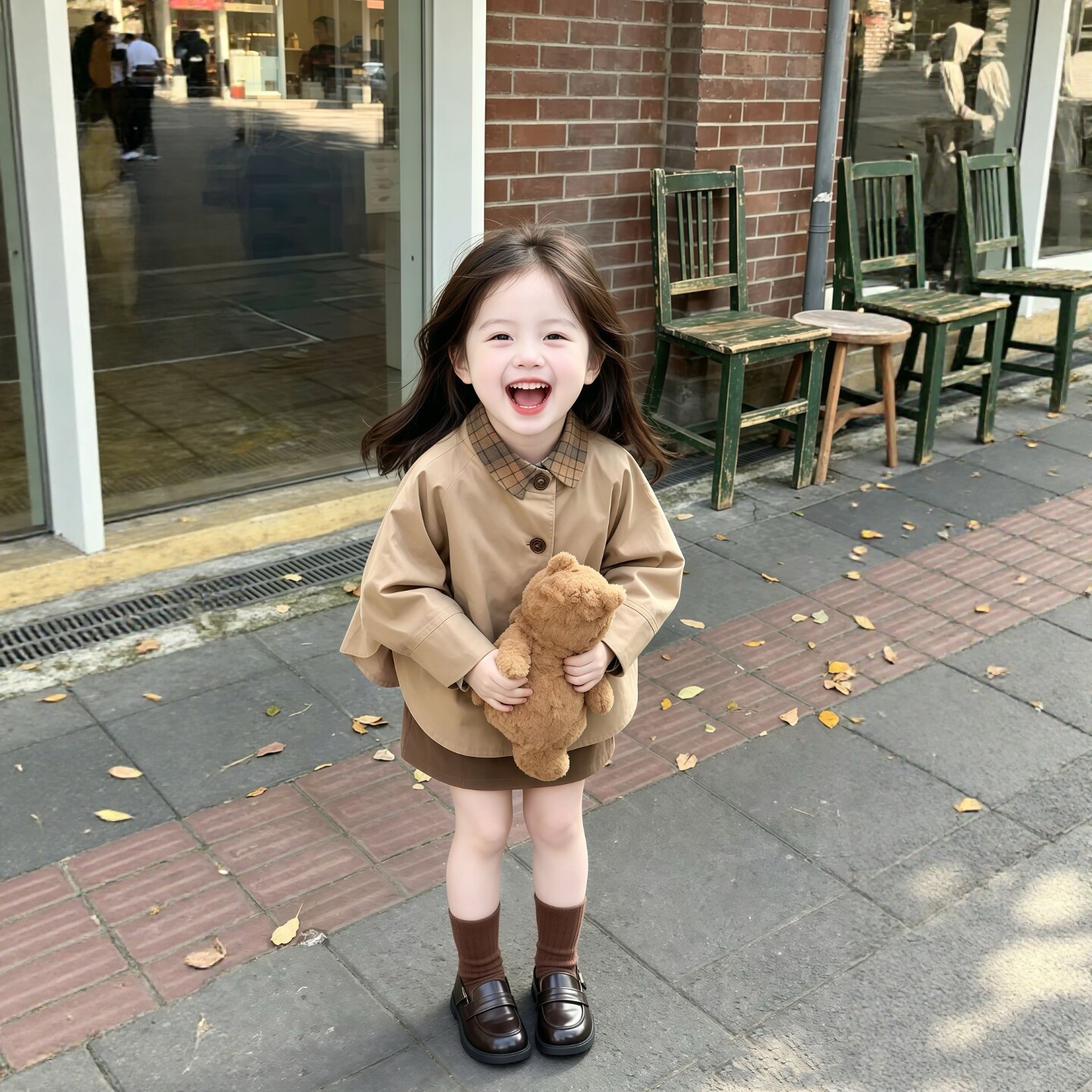 女童翻领外套2026秋季新款儿童英伦风翻领短款风衣女宝宝早秋外衣