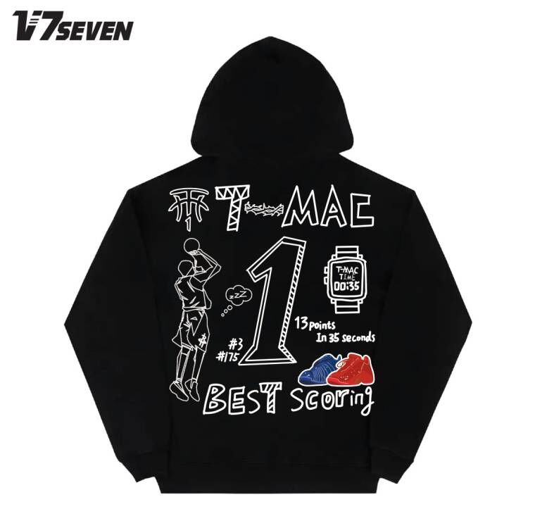 V7SEVEN双面麦迪绰号球衣手绘重磅流行圆领数码直喷卫衣