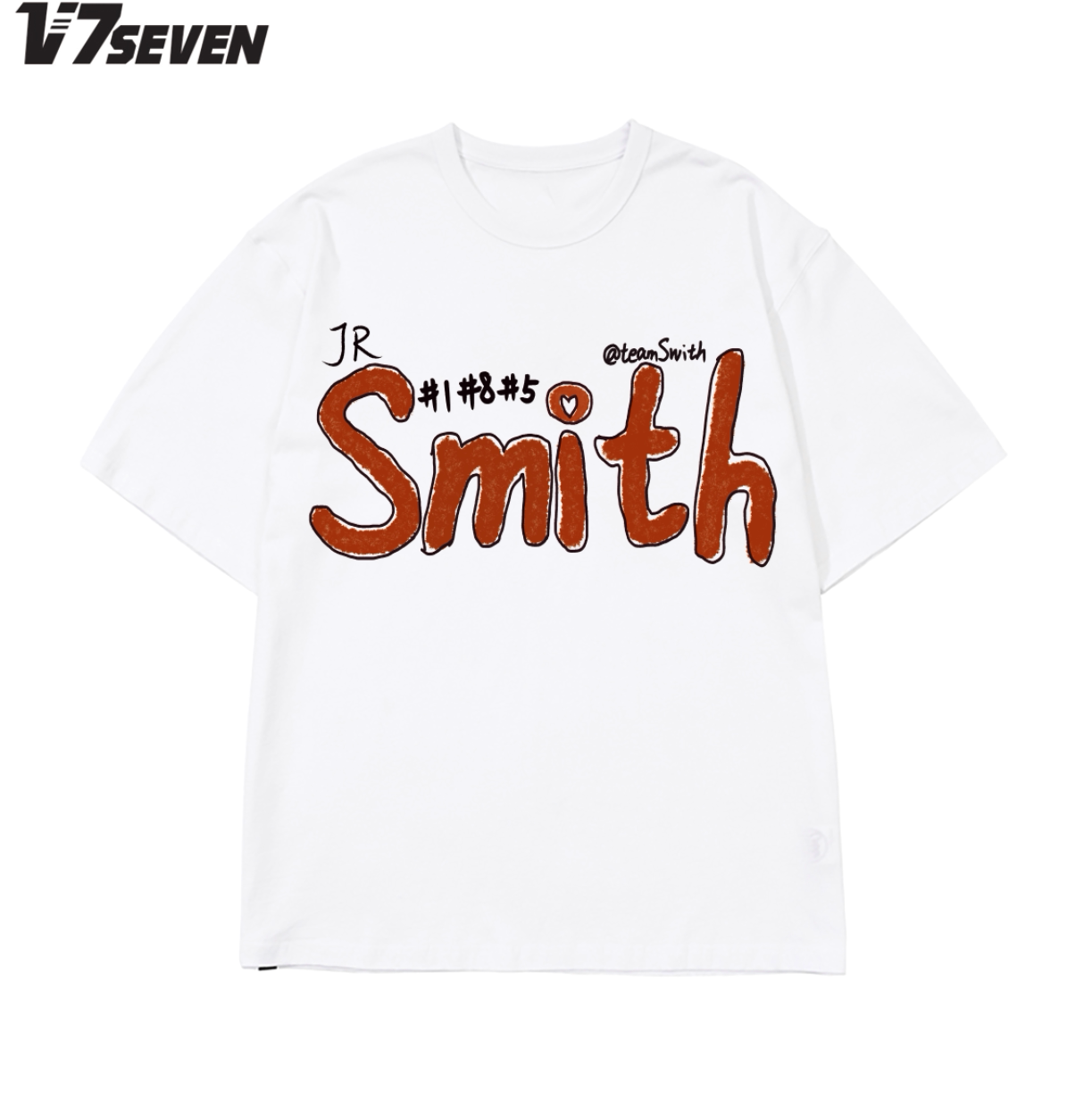 v7seven jr史密斯手绘简笔创意美式复古休闲数码直喷短袖t恤