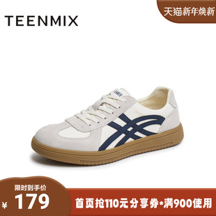 平底系带男德训鞋 百搭板鞋 AG991BM5 运动休闲鞋 天美意2025夏新款